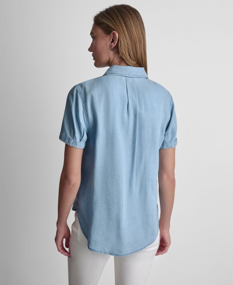 Petite Rolled Short-Sleeve Button-Up Shirt