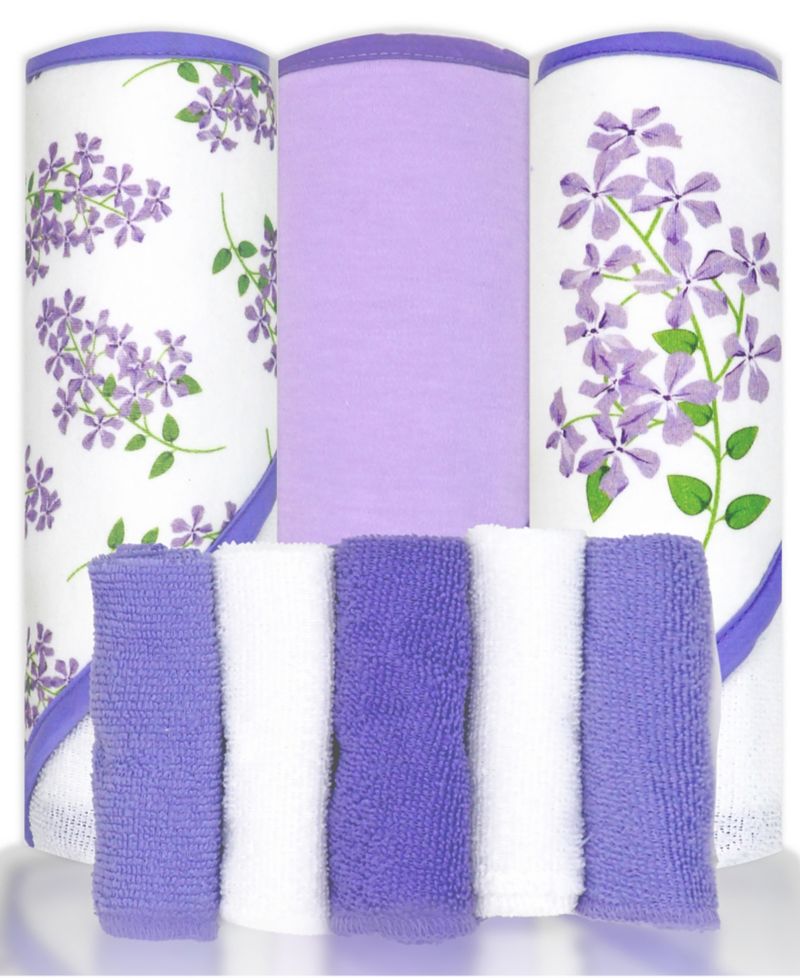 Baby Boys and Baby Girls 8 Piece Hooded Bath Towel and Wash Cloth Set