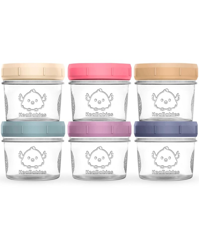 6pk Prep Baby Food Storage Containers, 4 oz Leak-Proof, BPA Free Glass Baby Food Jars for Feeding