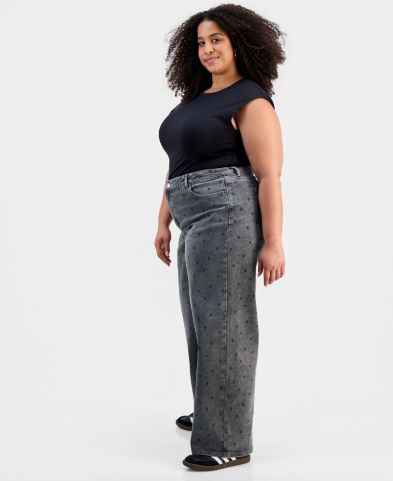 Trendy Plus Size Ultra High-Rise '90s Polka Dot Jeans
