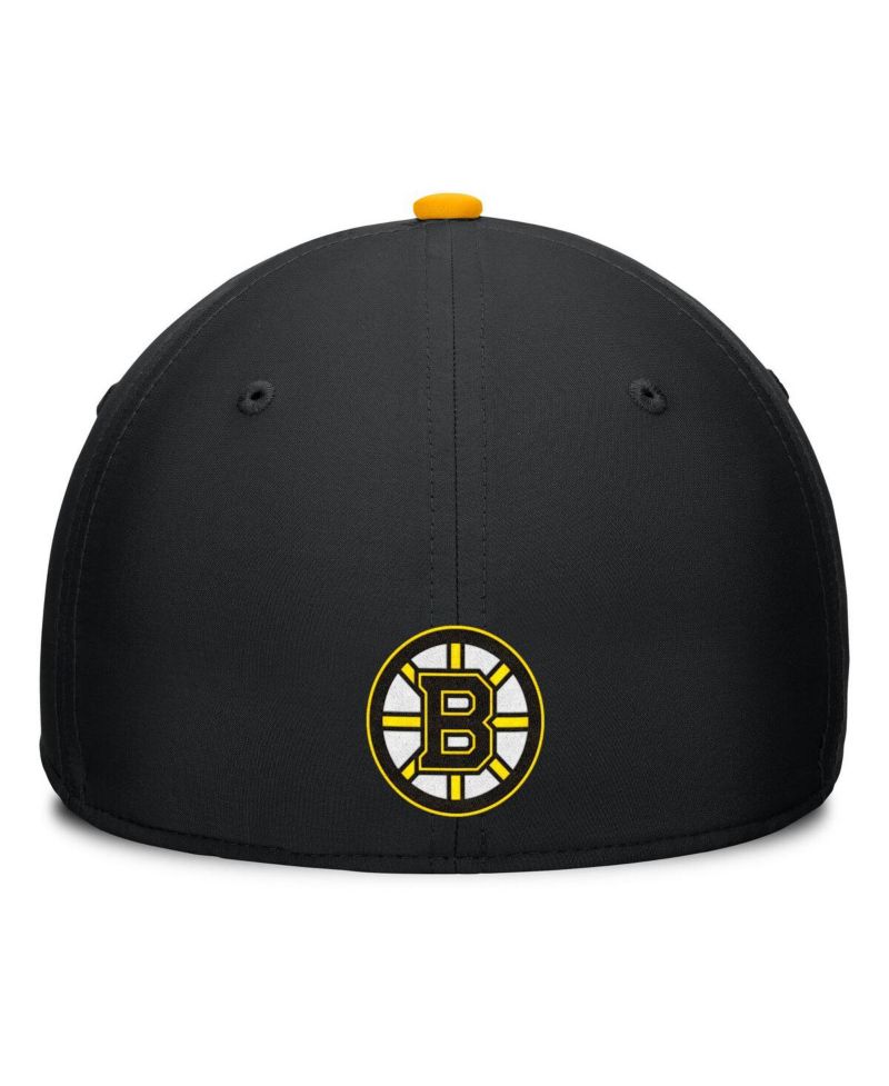 Men's Black/Gold Boston Bruins Authentic Pro Rink Team Code Flex Hat