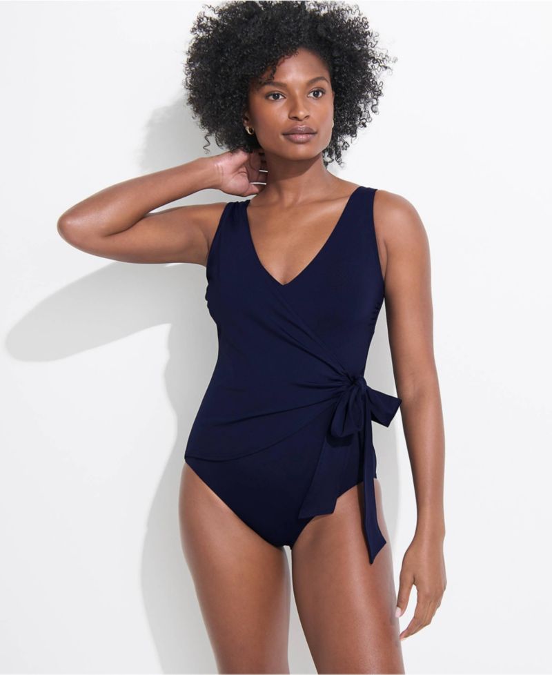 Women's Side Tie Wrap One Piece Swimsuit
