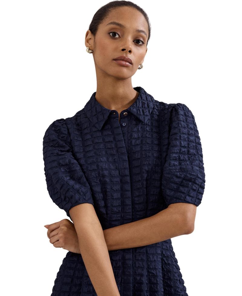 Women's Yasmine Collared Puff Sleeve Midi Dress
