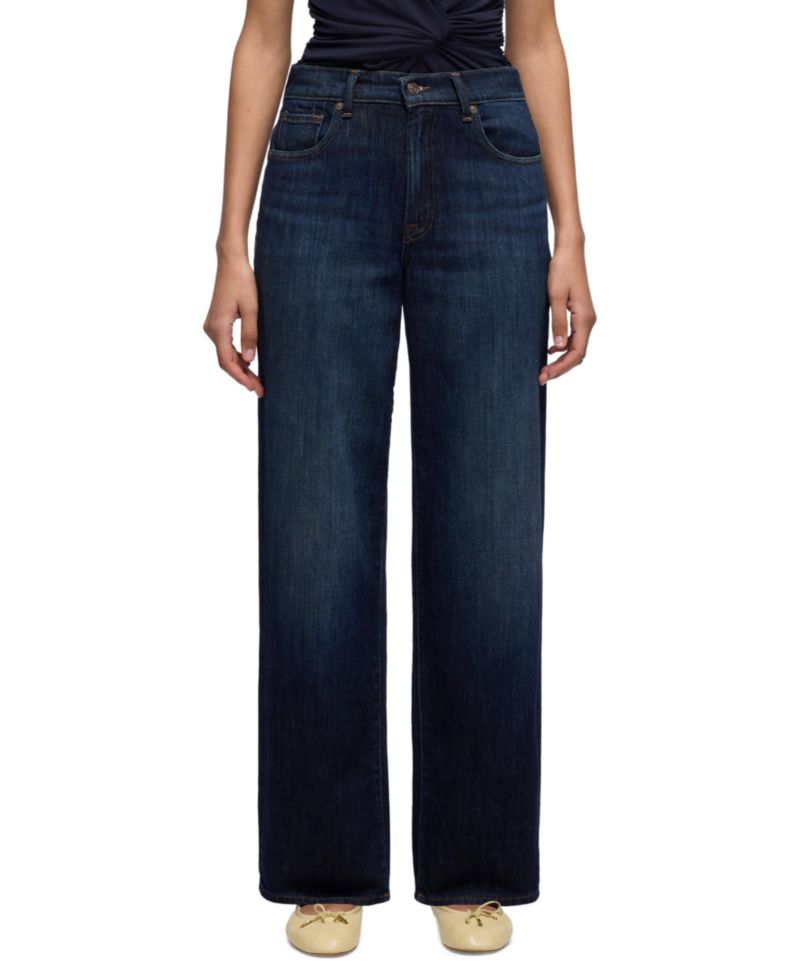 Women's Stovepipe Straight Dark Rinse Mid-Rise Jeans, 32" Inseam