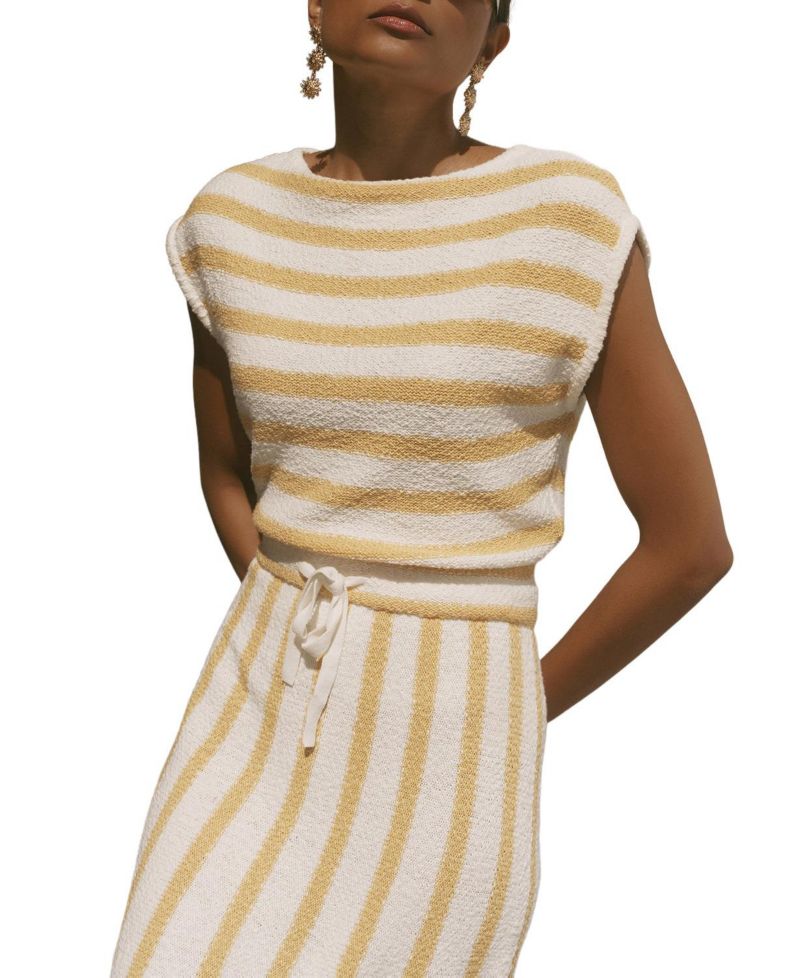 Women's Striped A-Line Midi Dress