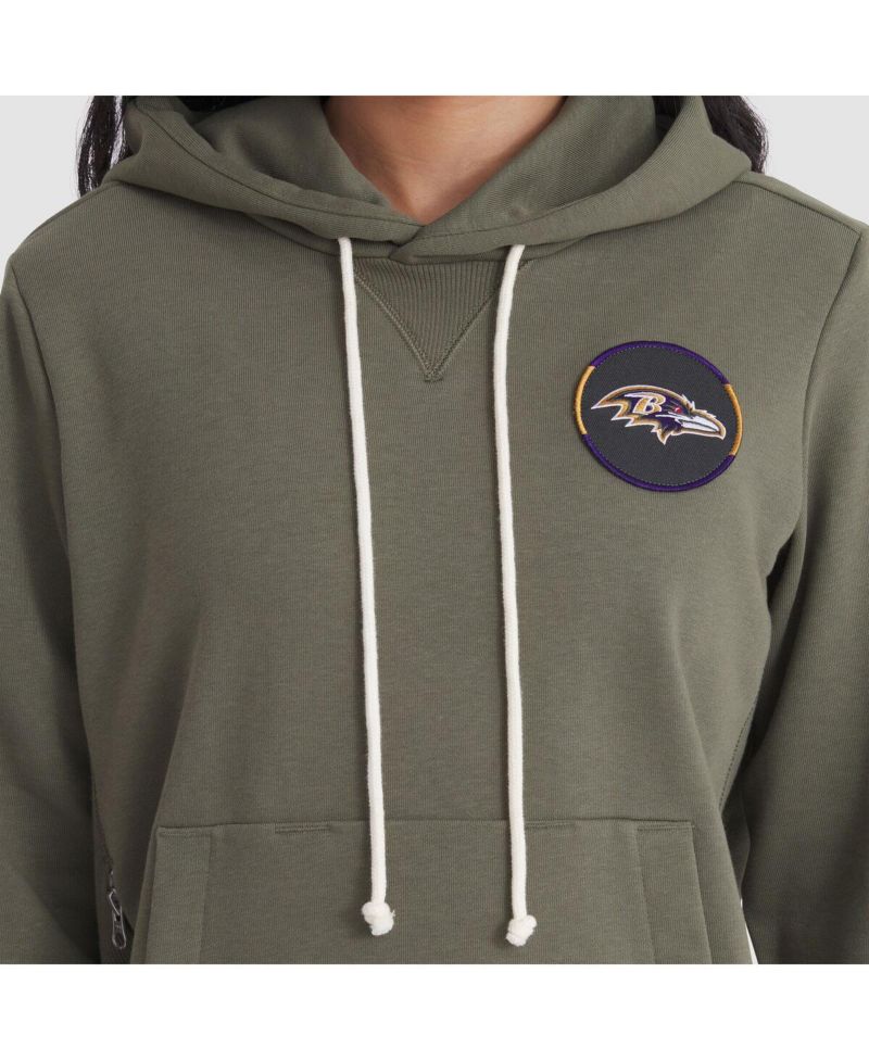 Women's Olive Baltimore Ravens 2025 Salute to Service Sideline Standard Issue Dri-FIT Hoodie