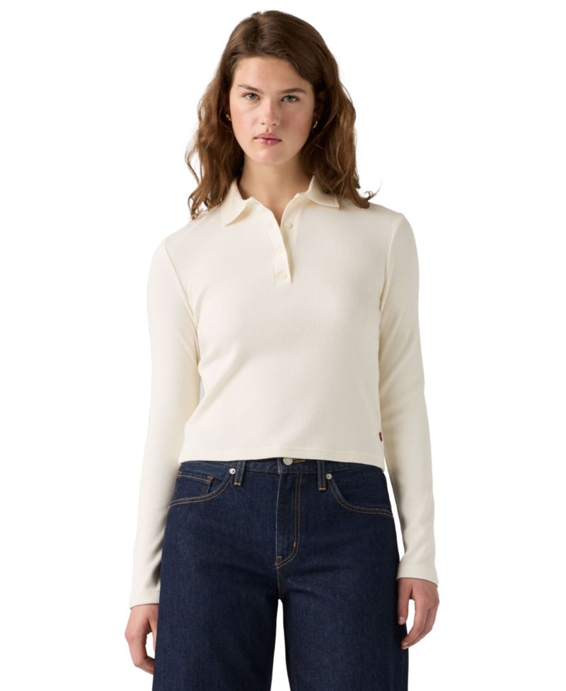 Women's Rory Slim-Fit Ribbed-Knit Long-Sleeve Polo Shirt