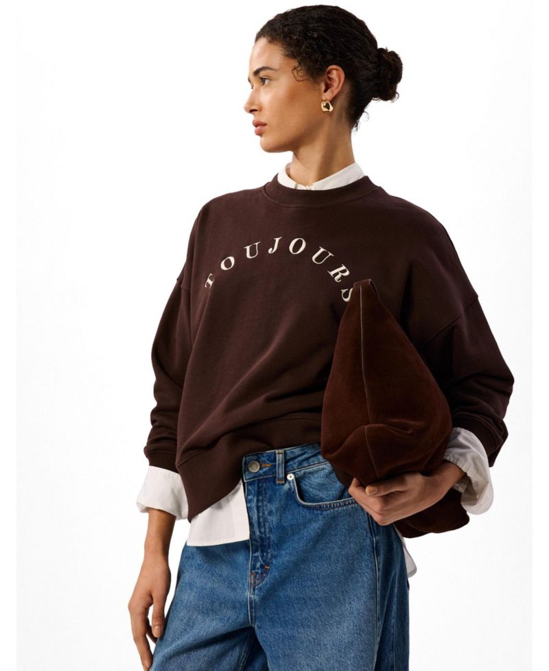 Women's Toujours Logo Relaxed-Fit Crewneck Sweatshirt