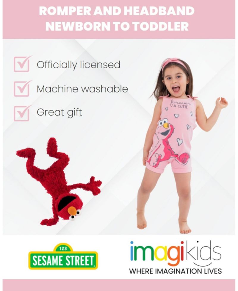 Toddler Girls Elmo Romper and Headband Newborn to