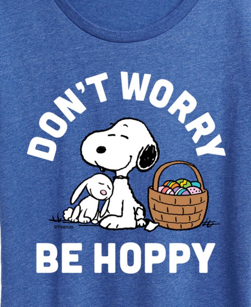 Plus Size Peanuts Easter Don't Worry Be Hoppy Snoopy Short-Sleeve Graphic T-Shirt