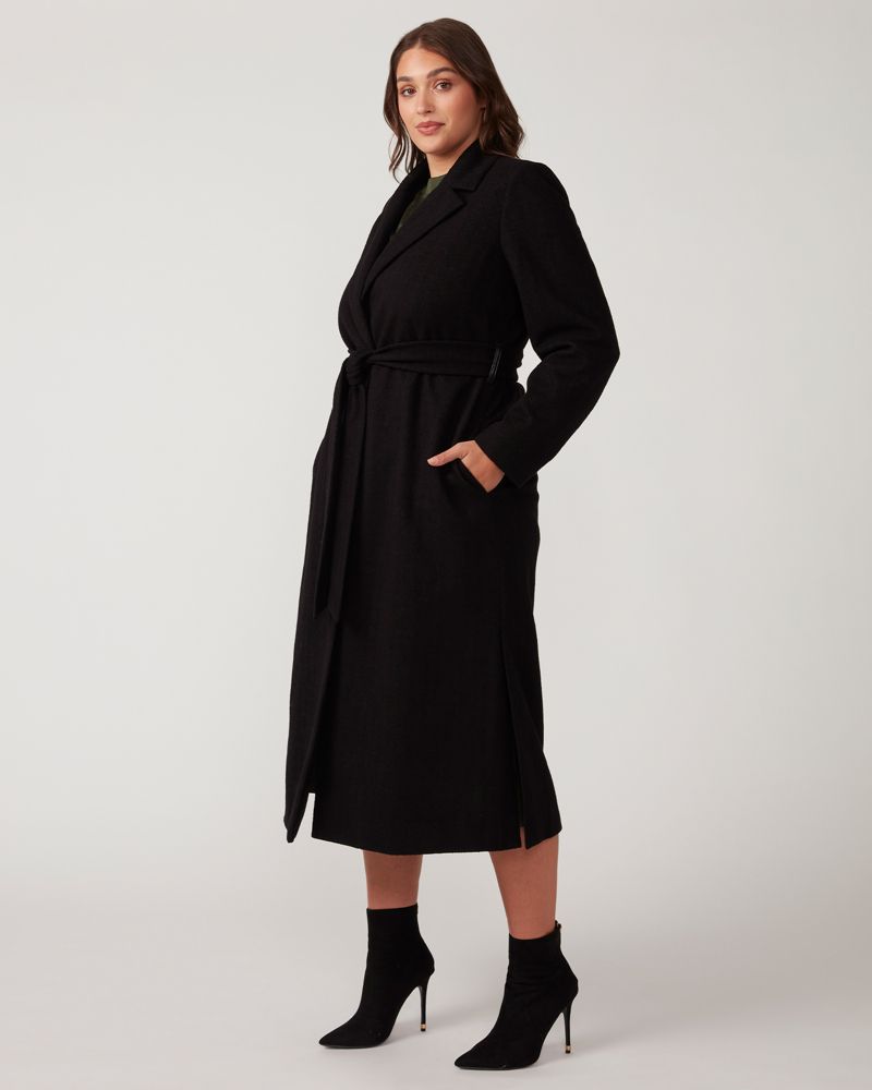 Women's Charmed Robe Black Long Below Knee Coat
