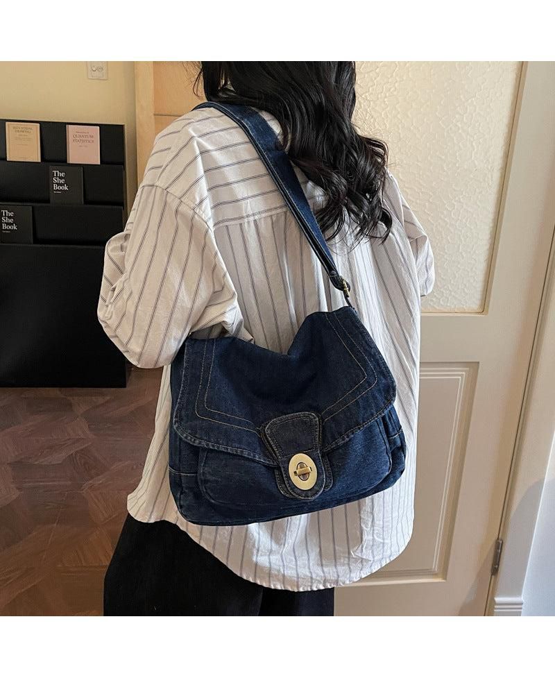 Luma Denim Flap Shoulder Bag Crossbody Purse Casual Blue Jean Handbag Adjustable Strap Everyday Small Medium Messenger Bag