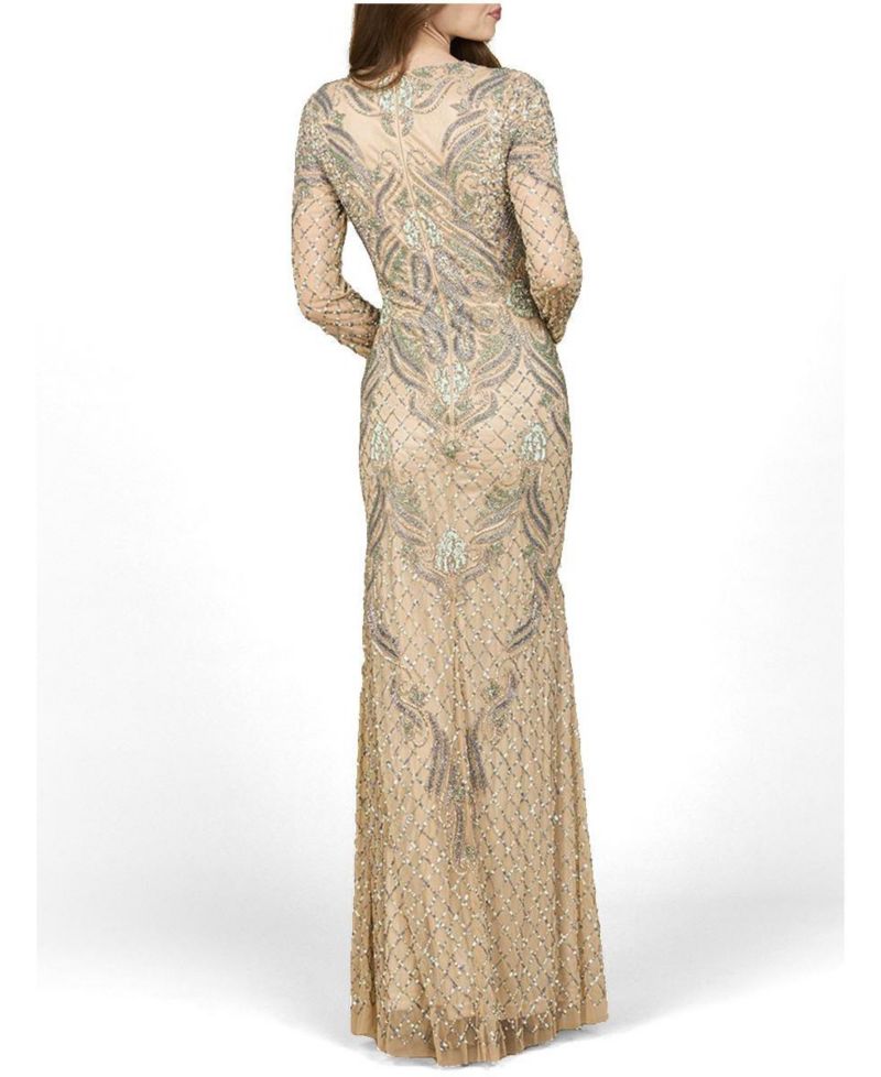 Women's Long Sleeve Beaded Gown