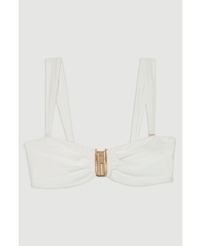 Women's Detachable Strap Gold Trim Bikini Top