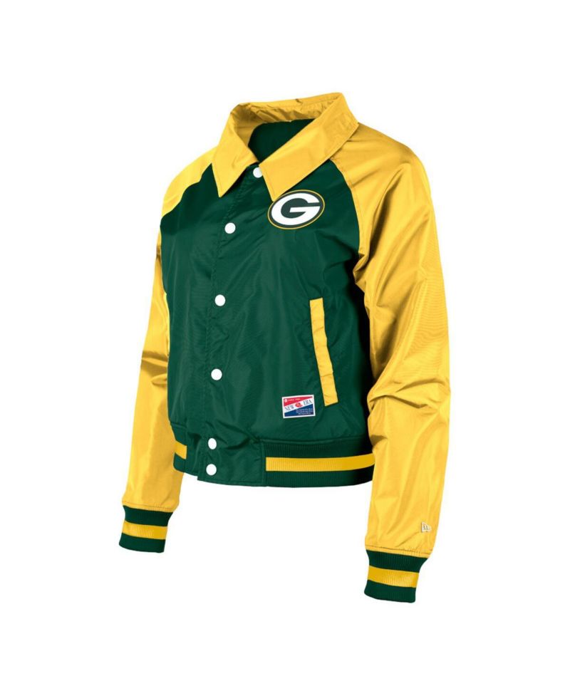 Women's Green Green Bay Packers Coaches Raglan Full-Snap Jacket
