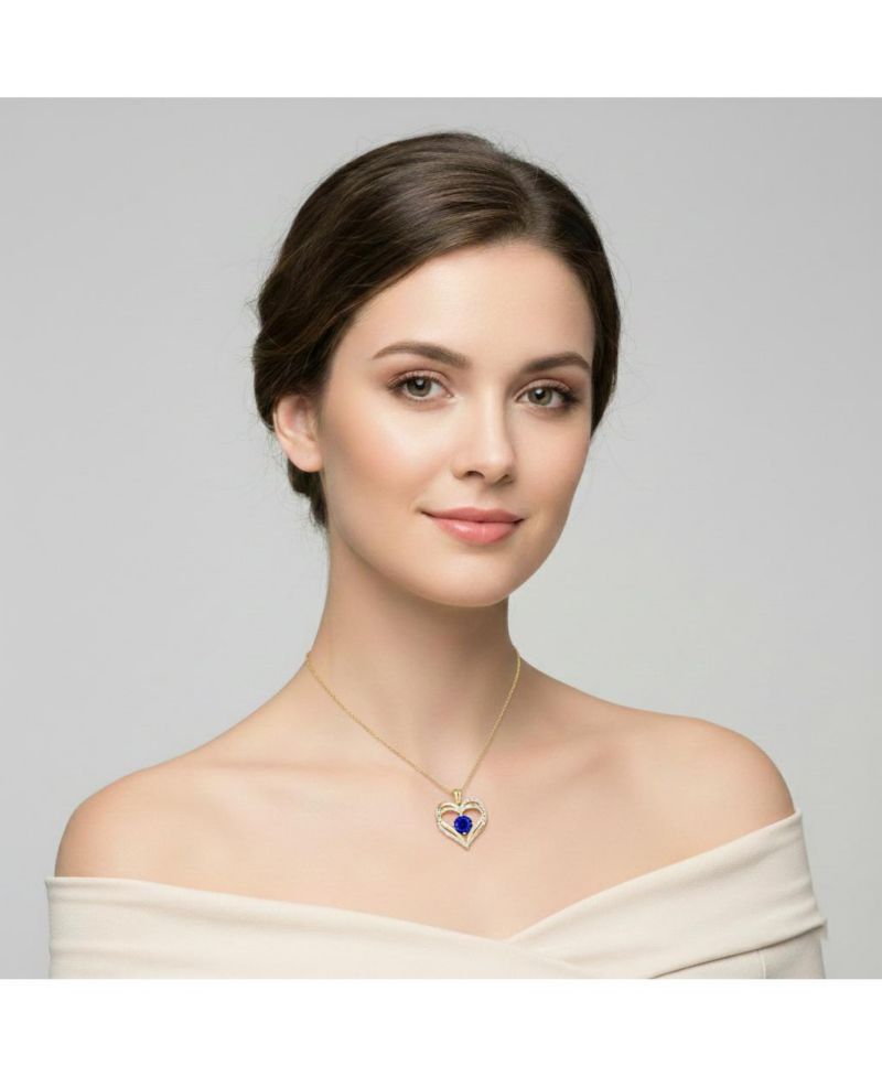 Timeless 14K Gold Plated Heart CZ ''I Love You'' Pendant
