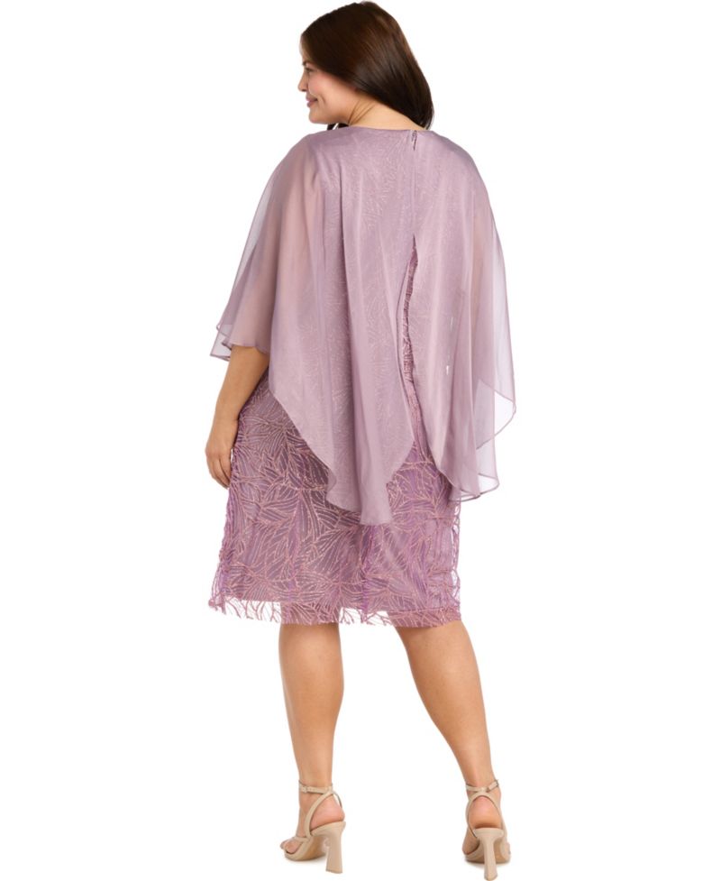 Petite Glitter Sheer Capelet Overlay Dress