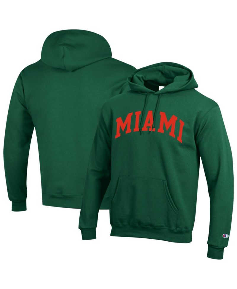 Men's Green Miami Hurricanes Basic Arch Fleece Pullover Hoodie