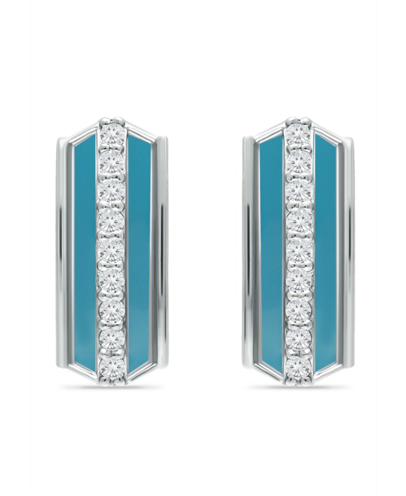 Cubic Zirconia Huggie Hoop Earrings, Sterling Silver or 18K Gold over Silver
