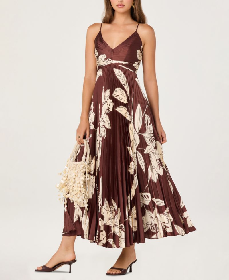 Women's Printed V-Neck Maxi Dress