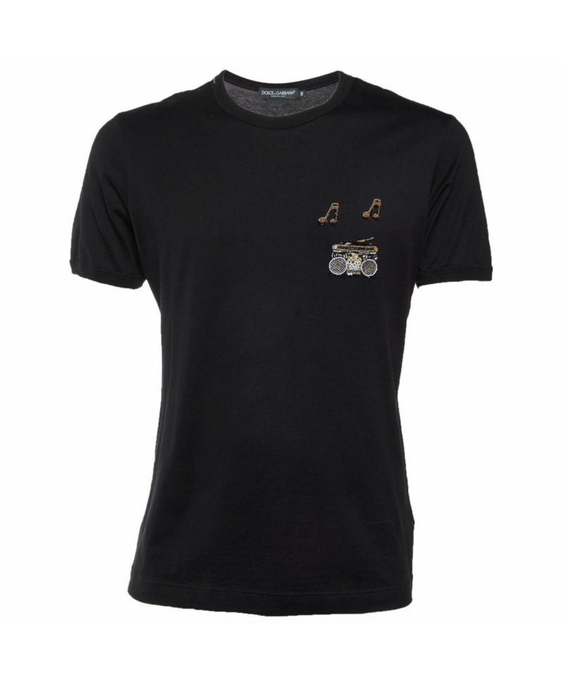 Women's Embellished Music Patch Cotton T-Shirt