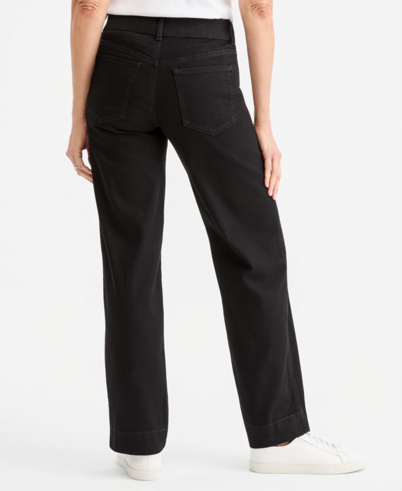 Petite Pull-On Shaping High-Rise Wide-Leg Jeans
