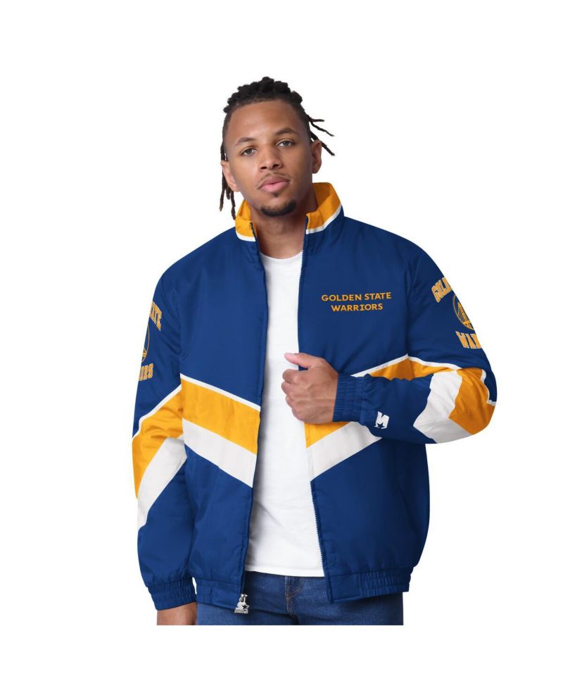 Men's Royal Golden State Warriors Captain Oxford Full-Zip Jacket