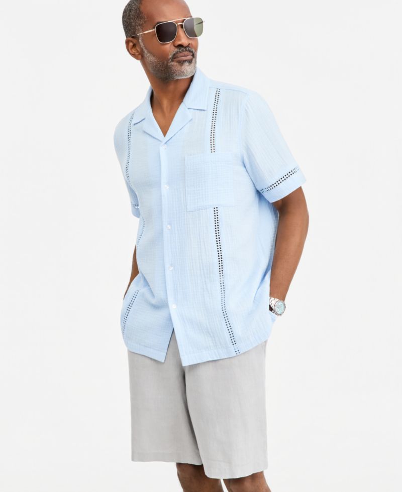 Men's Gauze Camp Collar Short-Sleeve Shirt