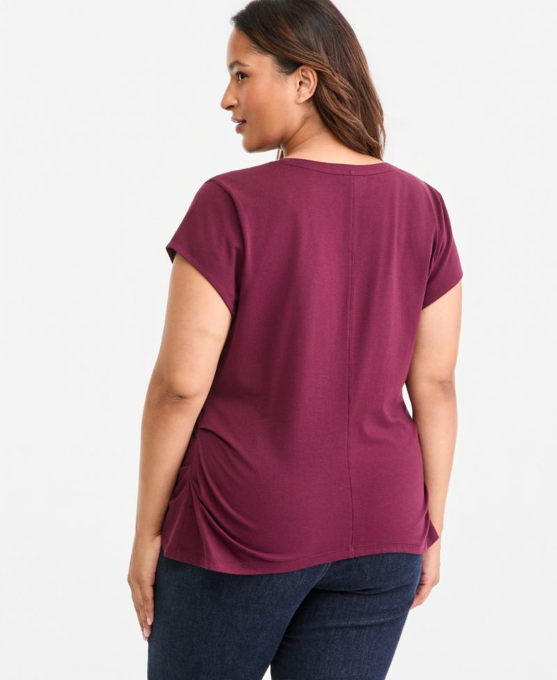 Plus Size Cap-Sleeve V-Neck T-Shirt