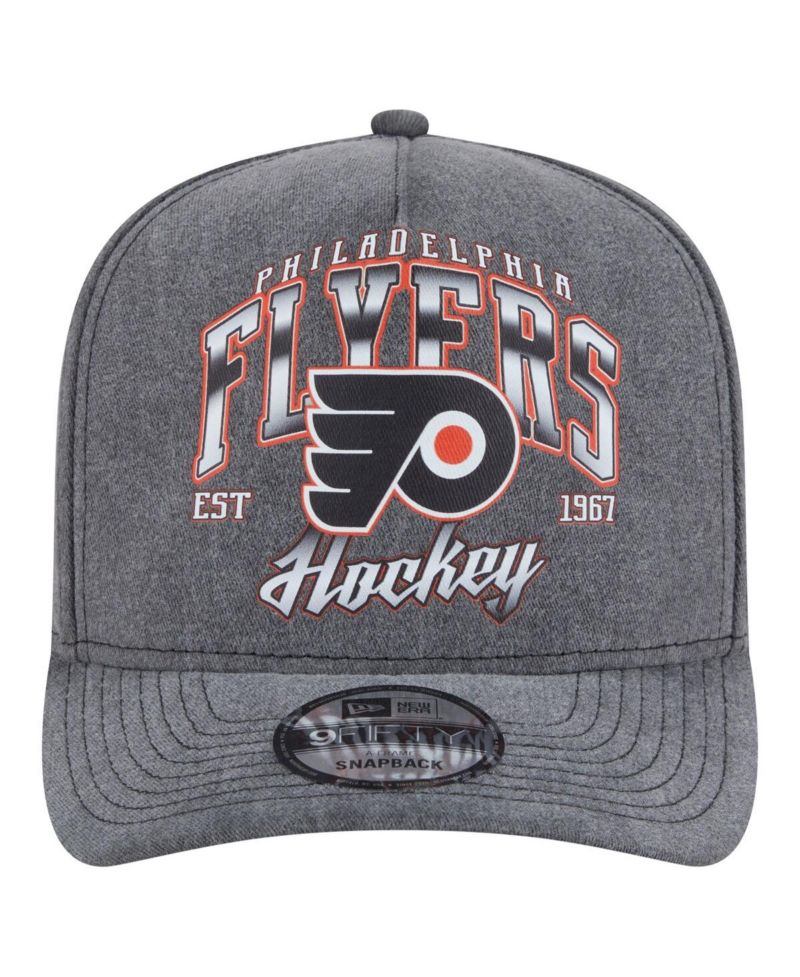 Men's Charcoal Philadelphia Flyers Throwback Washed A-Frame Pre-Curved 9FIFTY Snapback Hat