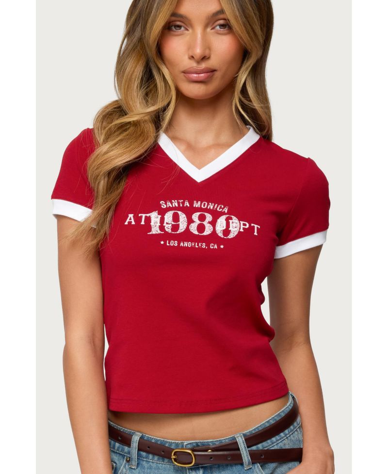 Womens Santa Monica V Neck T Shirt