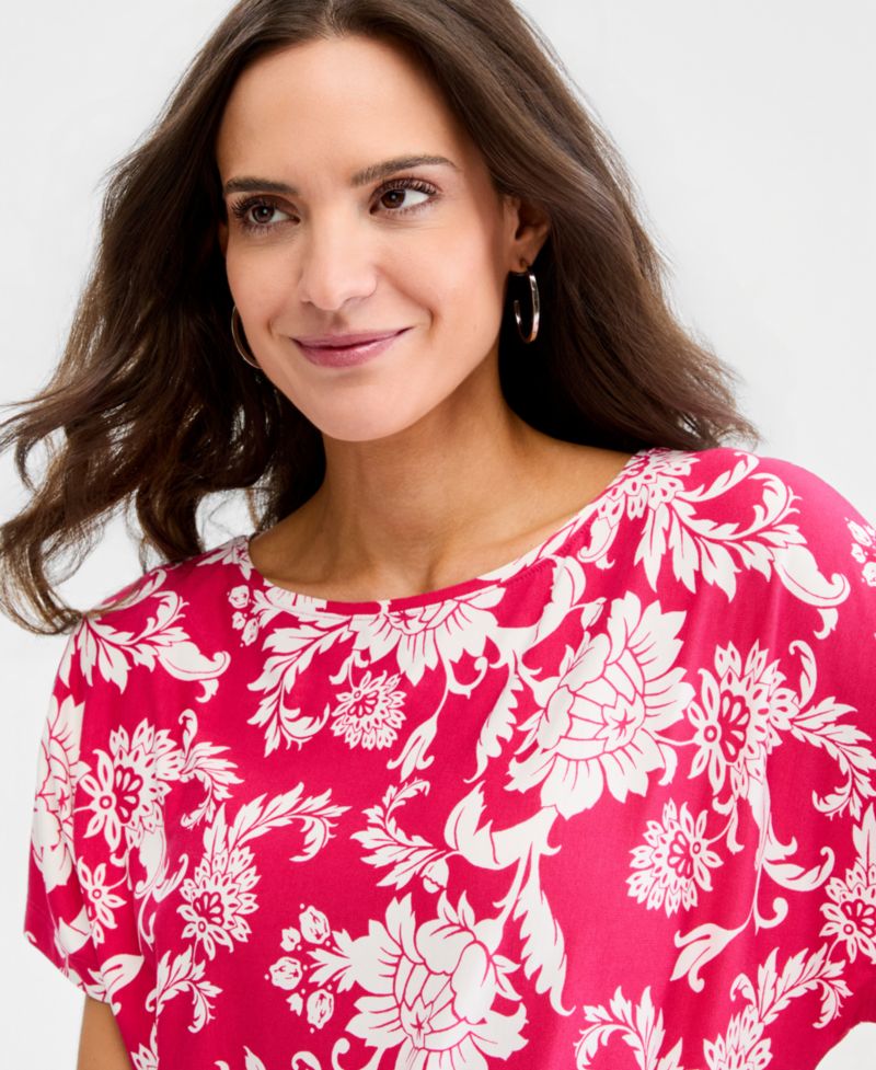 Petite Bianca Floral Banded-Hem T-Shirt