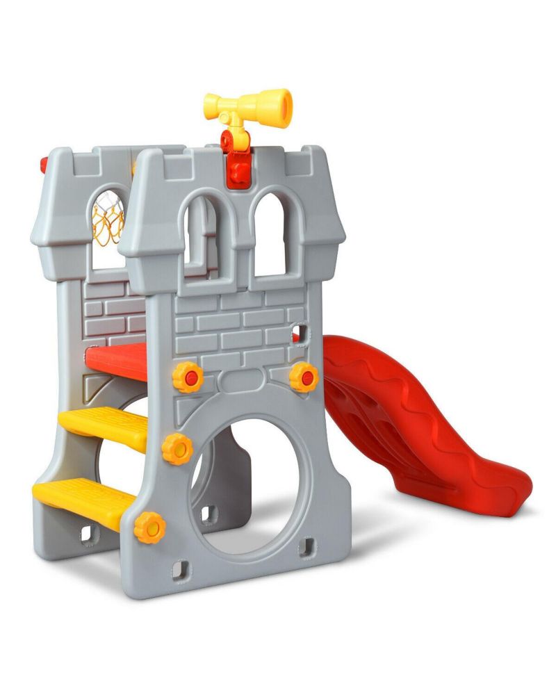 Toddler 5 in 1 Climber Slide Playset with Basketball Hoop