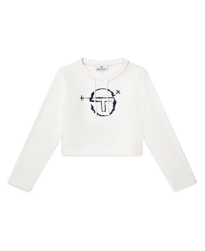 Women's Piano Long-Sleeve Crop Crewneck Sweatshirt