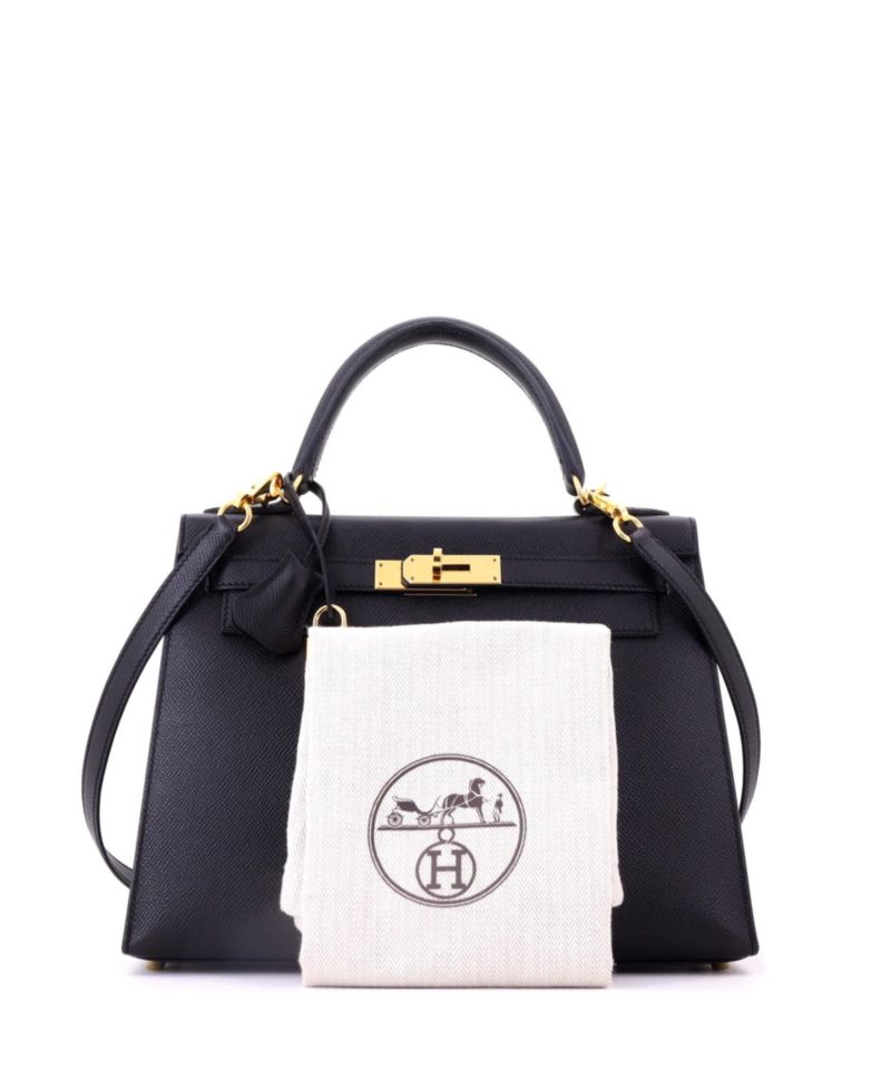 Kelly 28 Handbag Black Epsom with Gold Hardware