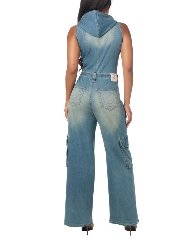 Women's Cargo Wide-Leg Sleeveless Jumpsuit