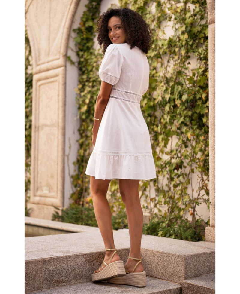 Women's Cotton Lace Trim Skater Sun Dress