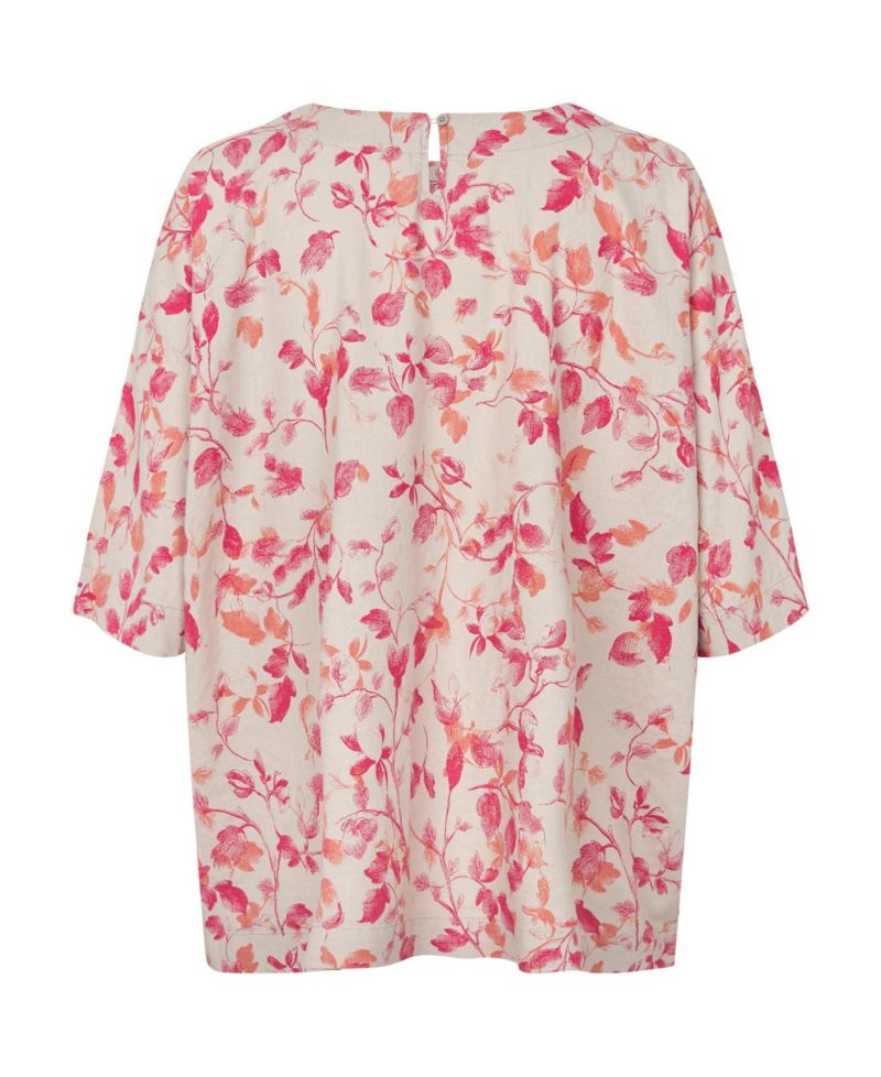 Women's MaDegana Floral-Print 3/4-Sleeve Linen-Blend Top