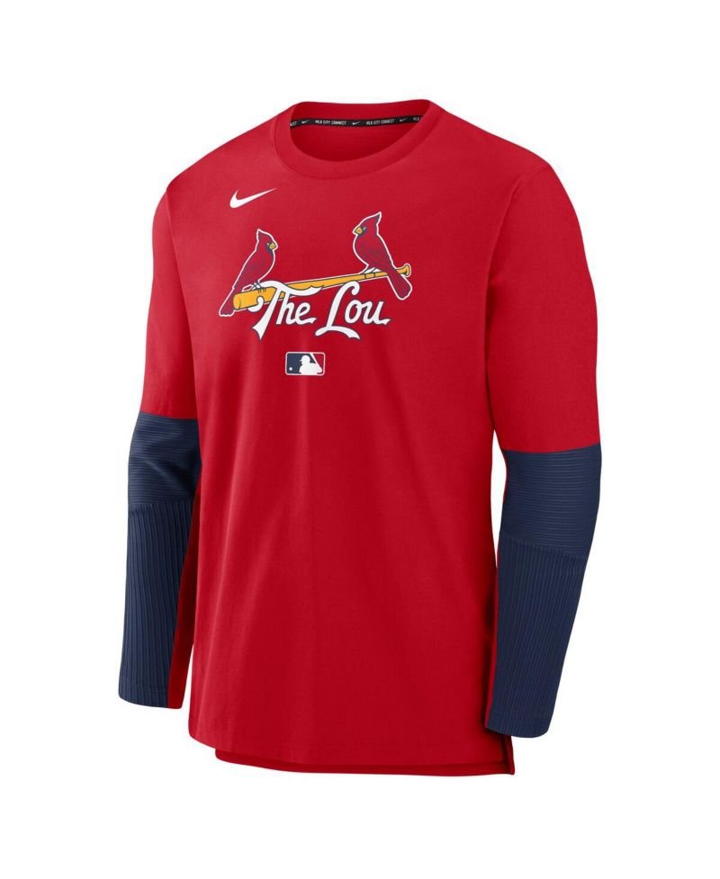 Men's Red St. Louis Cardinals Authentic Collection City Connect Lightweight Player Tri-Blend Performance Long Sleeve T-Shirt