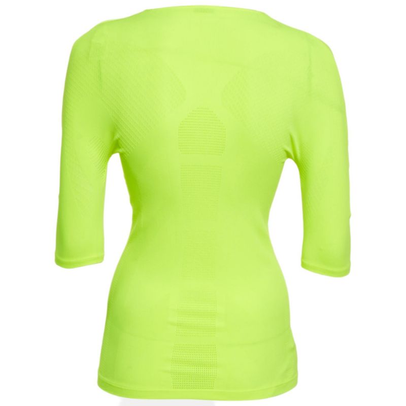 Women's Acid Green Logo Print Mesh Jersey Fitted Top