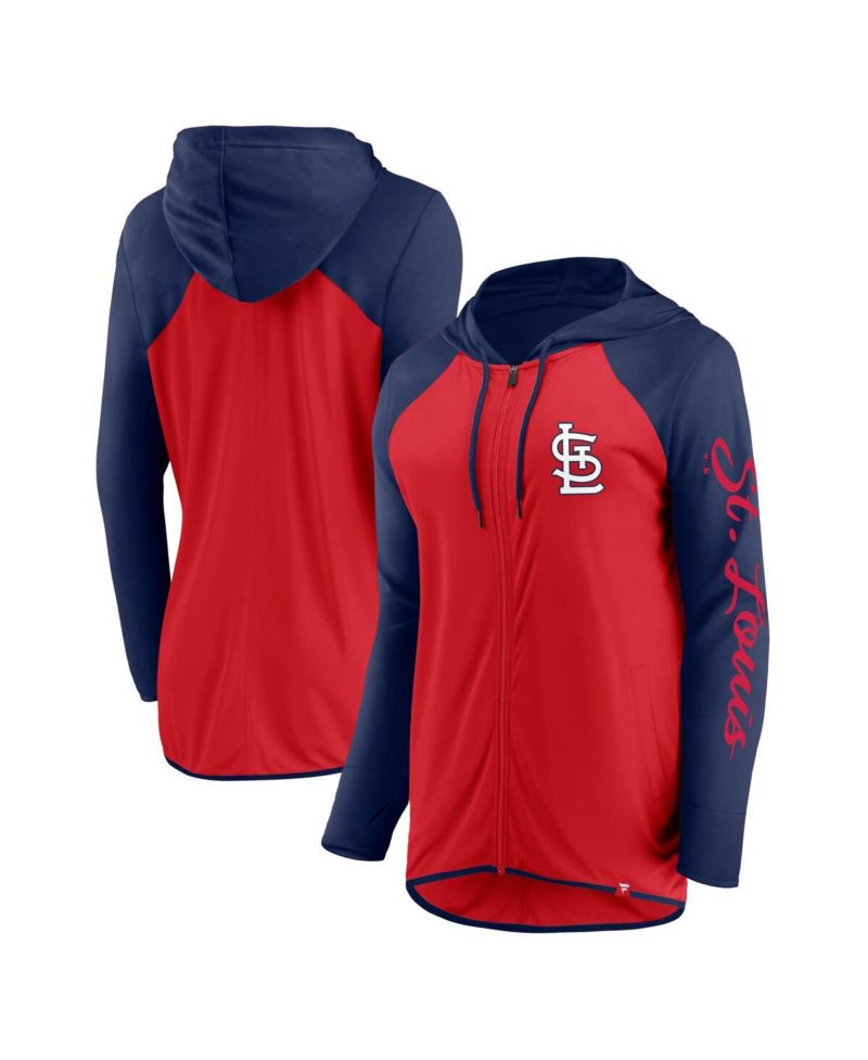 Women's Red/Navy St. Louis Cardinals Script Sleeve Full-Zip Hoodie
