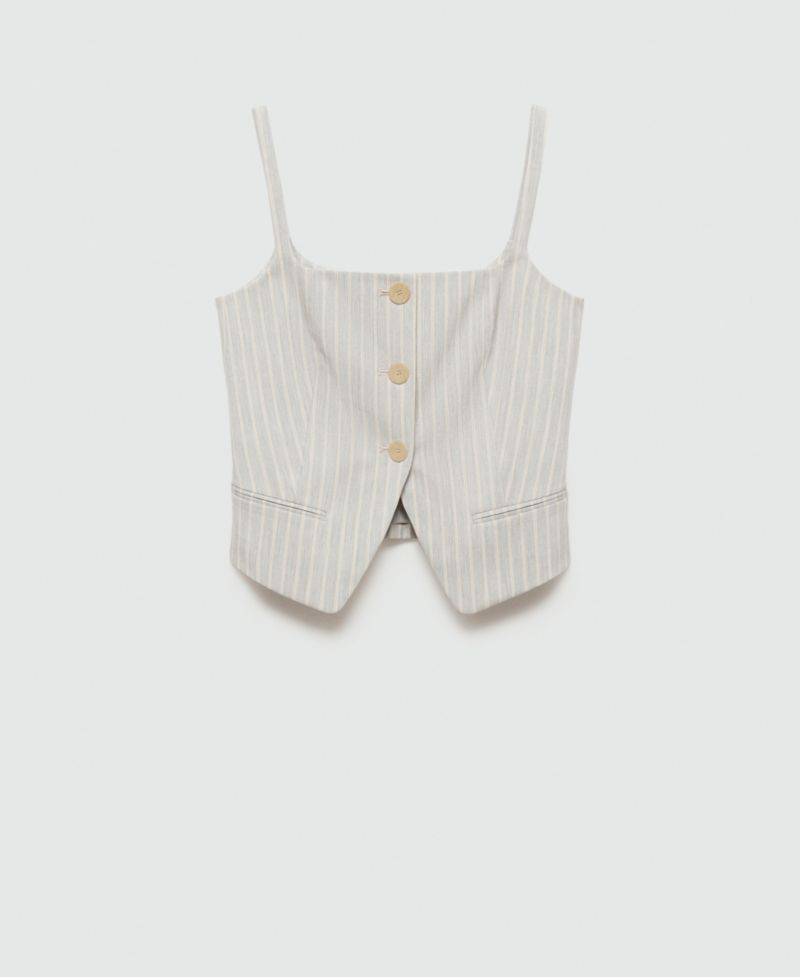 Women's Buttons Detail Stripes Waistcoat