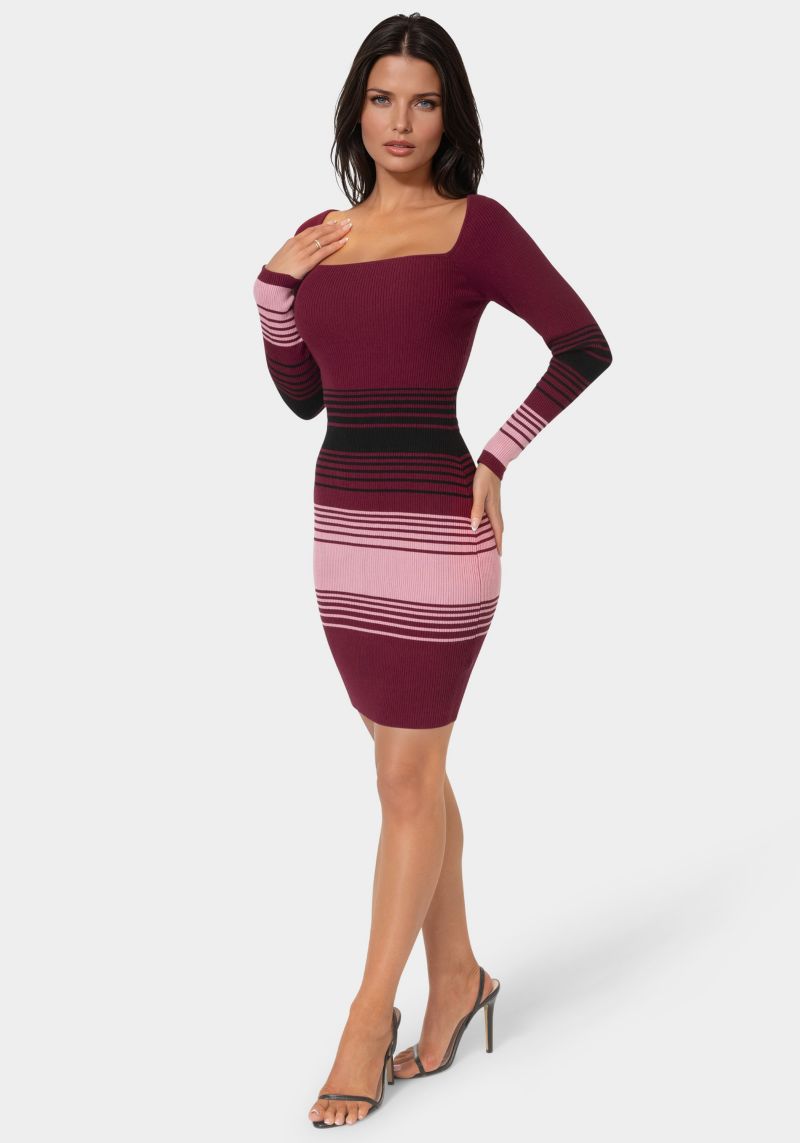 Women's Stripe Rib Sweater Dress