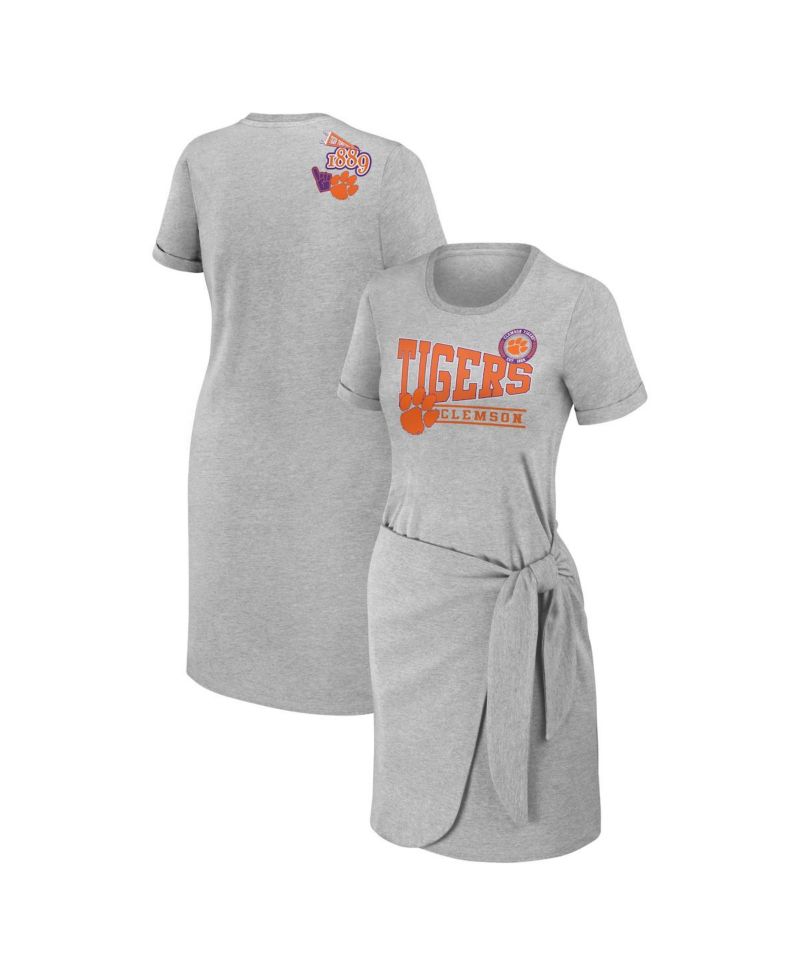 Women's Heather Gray Clemson Tigers Knotted T-shirt Dress