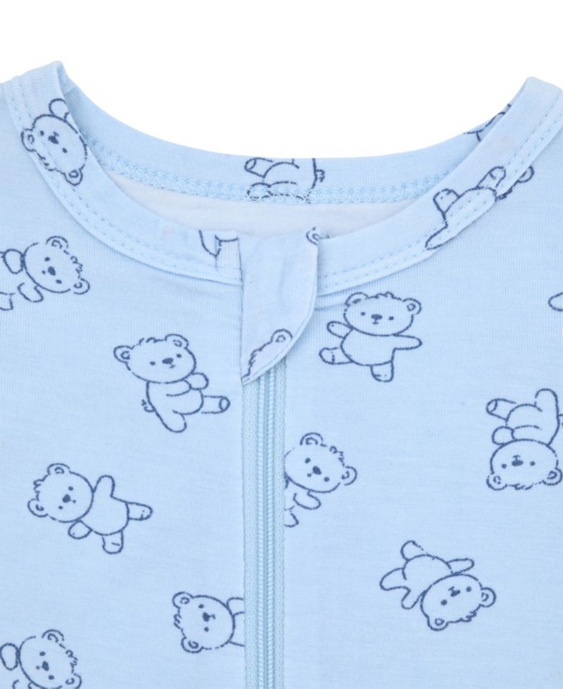Baby Boys' Bear Ribbed Round Neck Footie Sleep & Play and Hat, 2-Piece Set