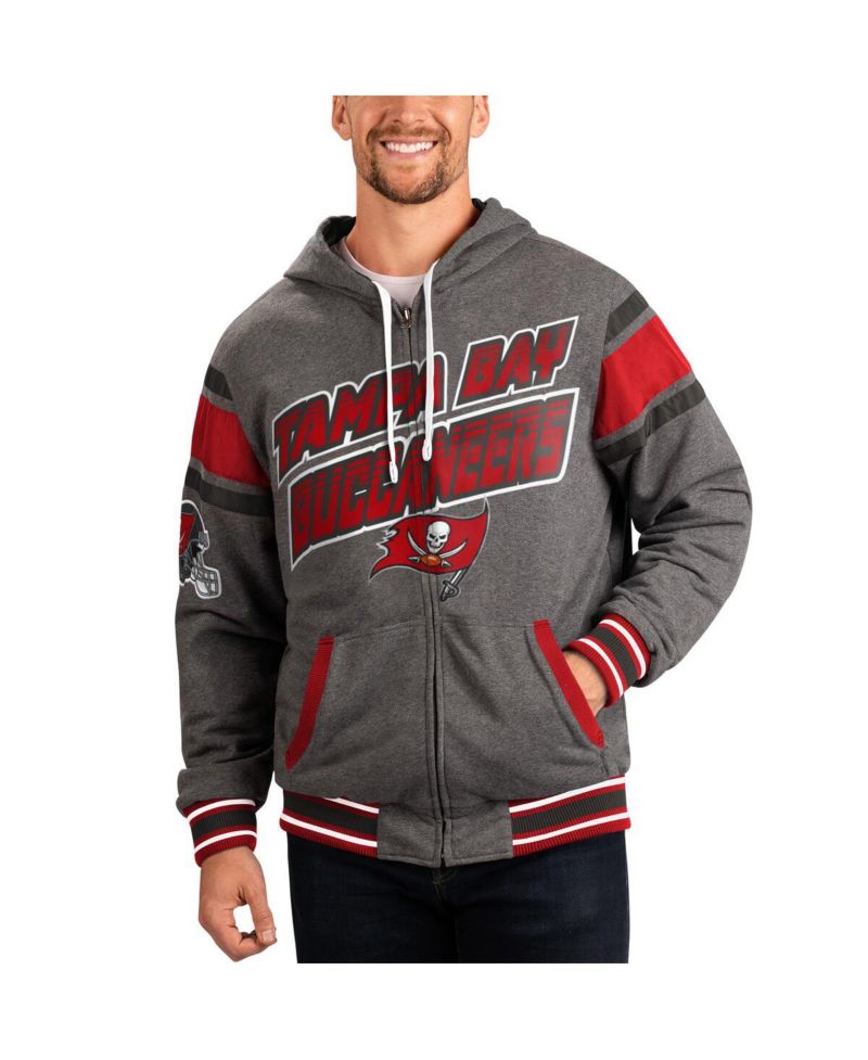 Men's Red/Gray Tampa Bay Buccaneers Extreme Full Back Reversible Hoodie Full-Zip Jacket