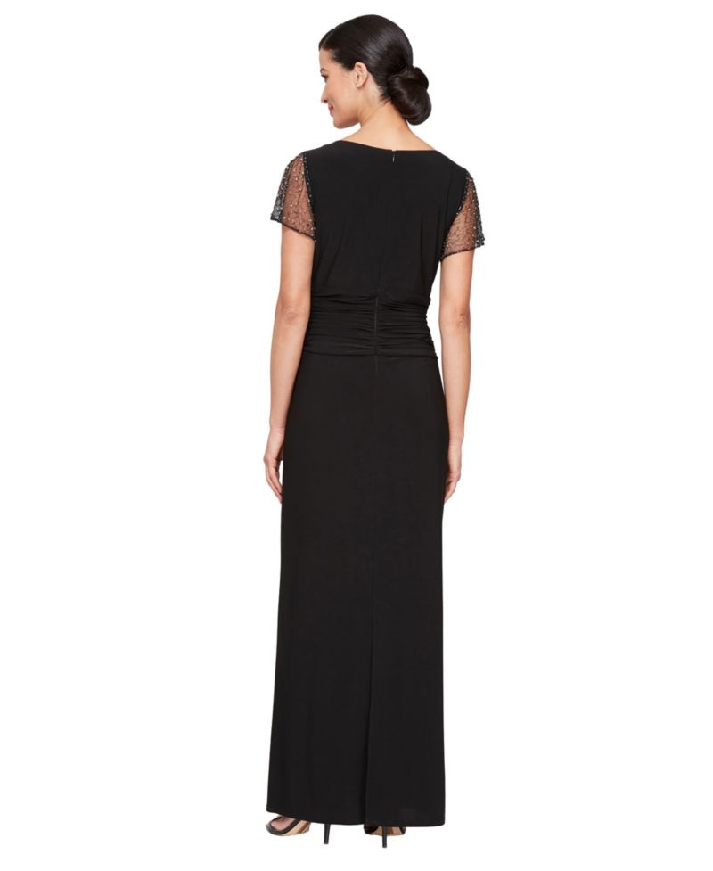 Women's Illusion Sleeve Long Dress