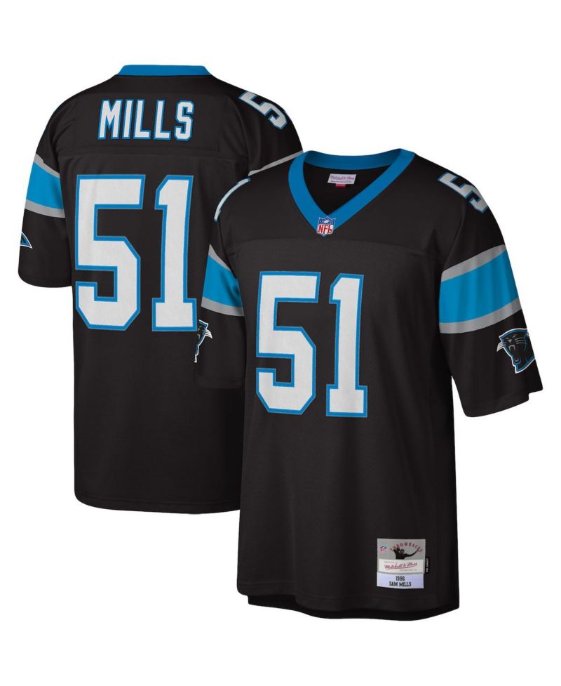 Men's Sam Mills Black Carolina Panthers Legacy Replica Jersey