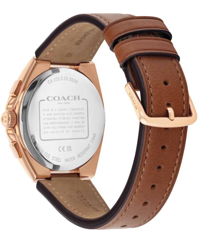 Men's Jackson Saddle Leather Strap Watch 41.5mm