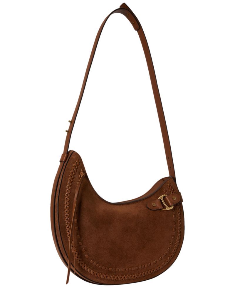 Tasha Whipstitched Suede Large Shoulder Bag